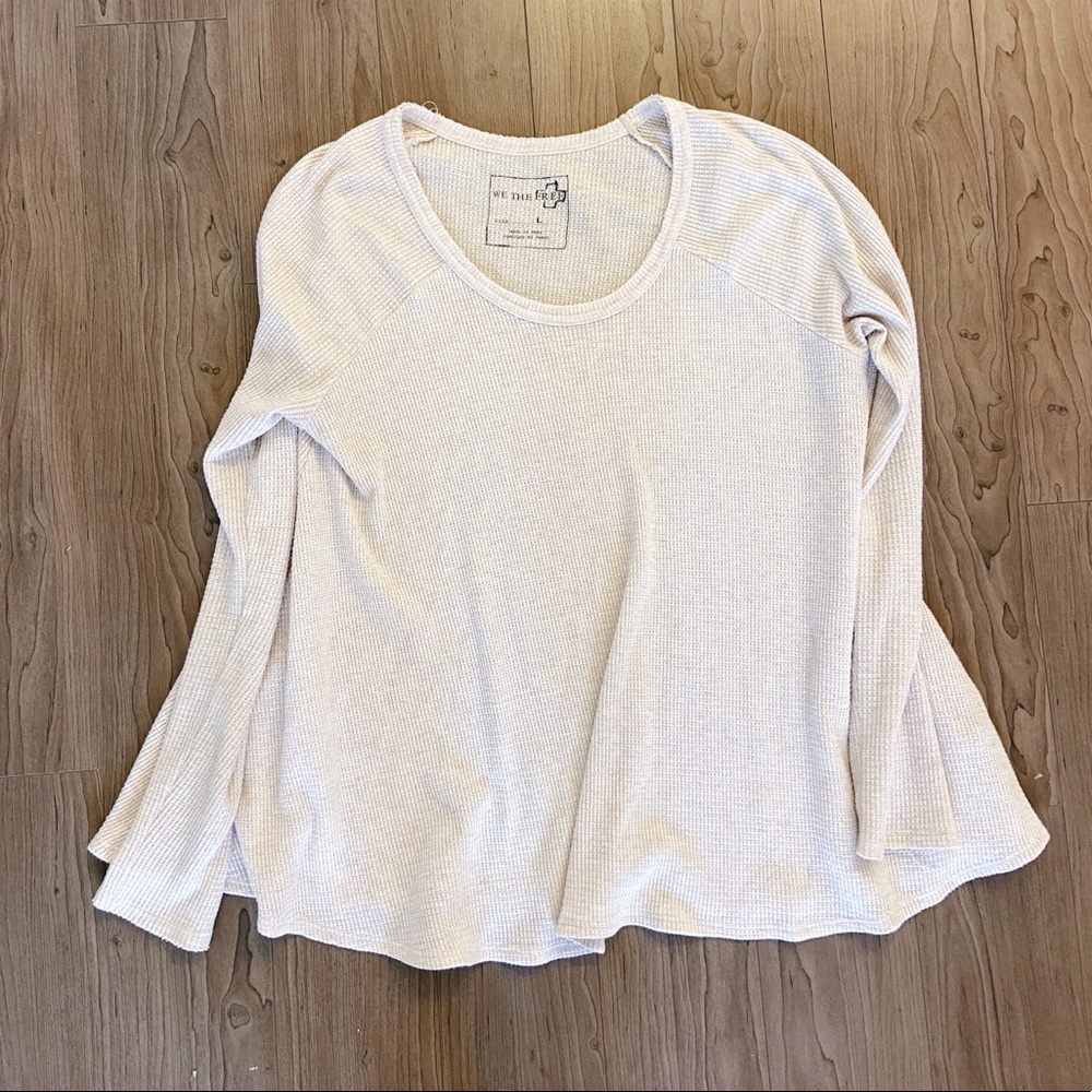 We The Free (Free People) Beige Waffle LS Shirt